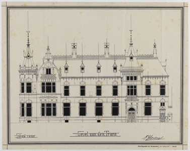 214886 Opstand van de voorgevel van de te bouwen Sociëteit Sic Semper (Trans 19) te Utrecht.